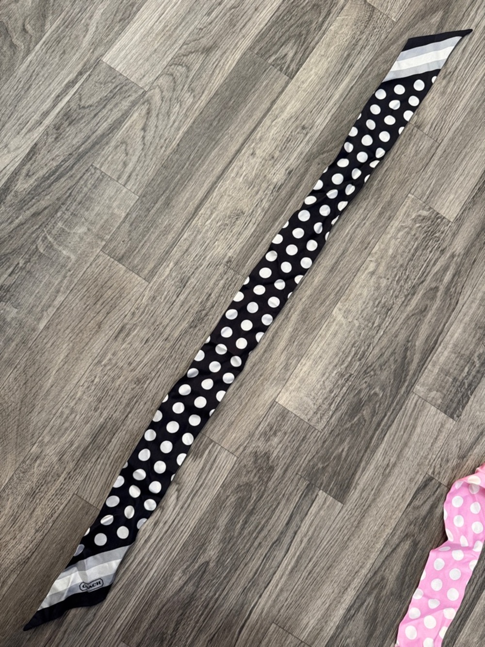 Coach polka dot silk skinny scarf bundle of 2 - Picture 4 of 8